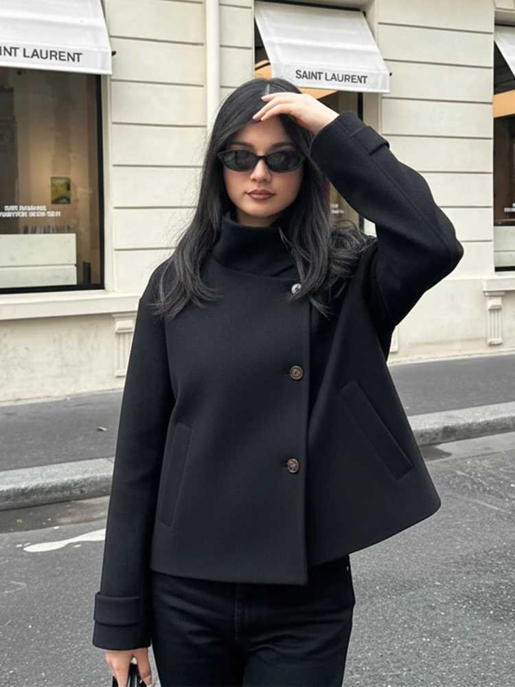 HH Spring Elegant Women Stand Collar Jacket 2026 Long Sleeve Pocket Button Single Breasted Loose Coat Female High Street OutwearT260328