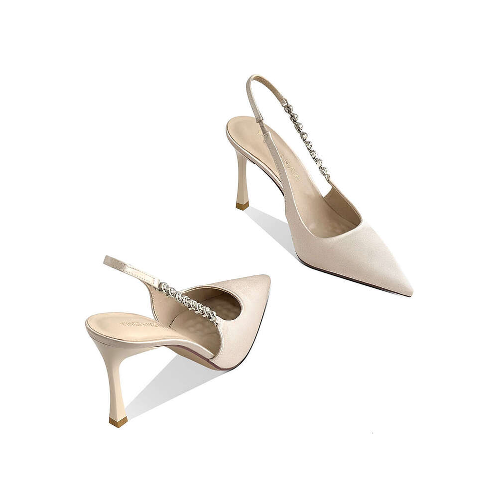 Women In Silver Rhinestone Backless High Heels Closed Toe Stiletto Sexy Ins Style Stunning Versatile Women S Sandals