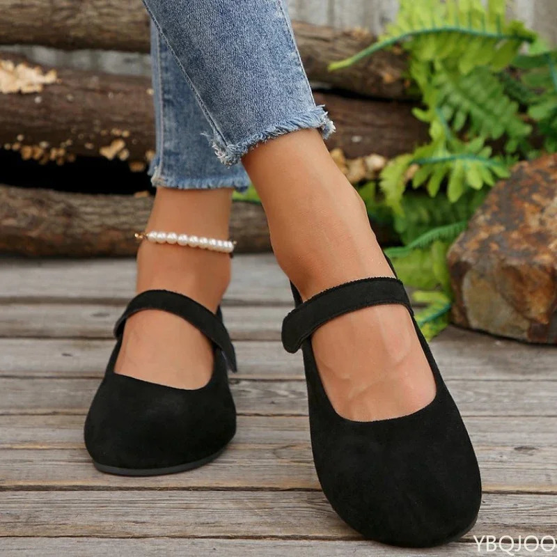Womans Casual Flats Shoes Round Toe Large size ladies shoes Retro French Mary Jane Dress Flat Summer Solid Comfortable shoe 260323