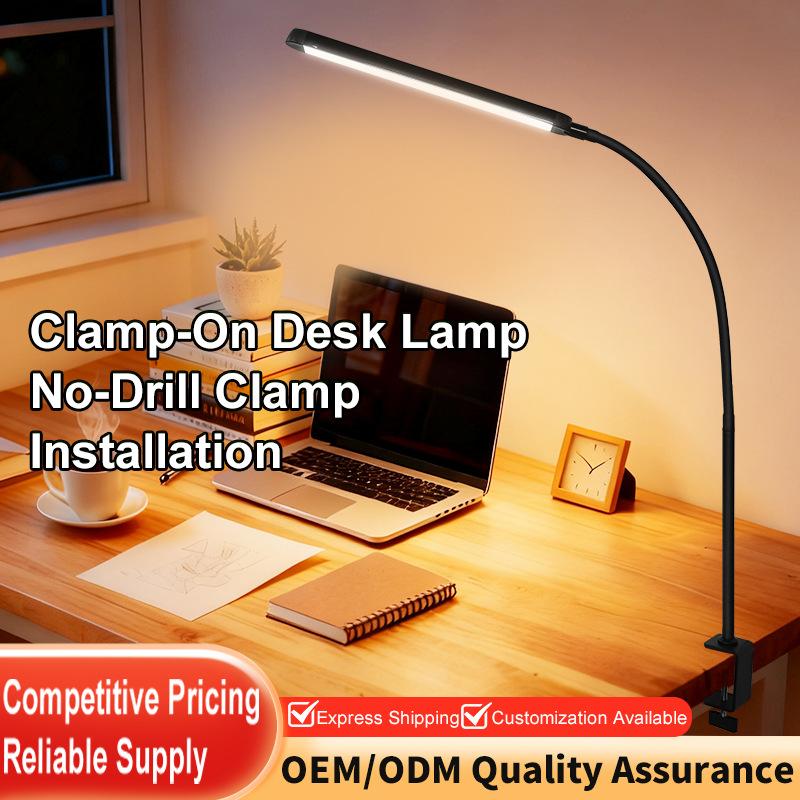 LED Clamp-on Desk Lamp Eye-Caring Study Light for Students Kids Flexible Gooseneck Table Lamp