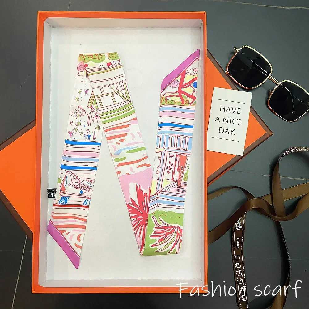 Korean Versatile Chain Tassel High Quality Mberry Silk Twill Silk Ribbon Wrapping and Binding Bag Handle Ribbon Small Scarf X260328