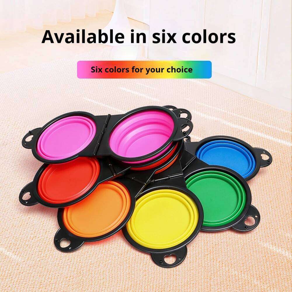 2 in 1 Collapsible Travel Double Bowls Folding Food Water Bowl Portable Hangable Feeder for Outdoor Dog Product