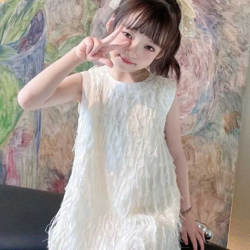 Trendy and Chic Fairy Princess Vest Dress for Baby with Stylish Tassel Bow Girl Girls Dresses 2 To 8 Years Cotton Kids White 6T260330
