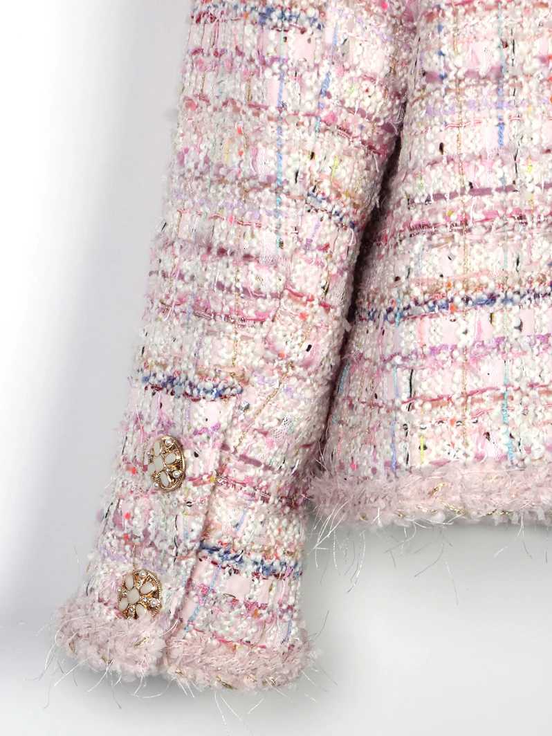 2025 New Style Fashionable Elegant High Luxury Customized Socialite Cherry Blossom Romantic Tweed Braided JacketT260328