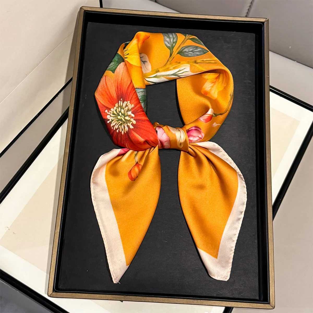2026 New Floral Print Silk Square Scarves Fem Hijab Foard Bandana Wen Scarf Soft Satin Neck Ties Fashion Kerchief X260328