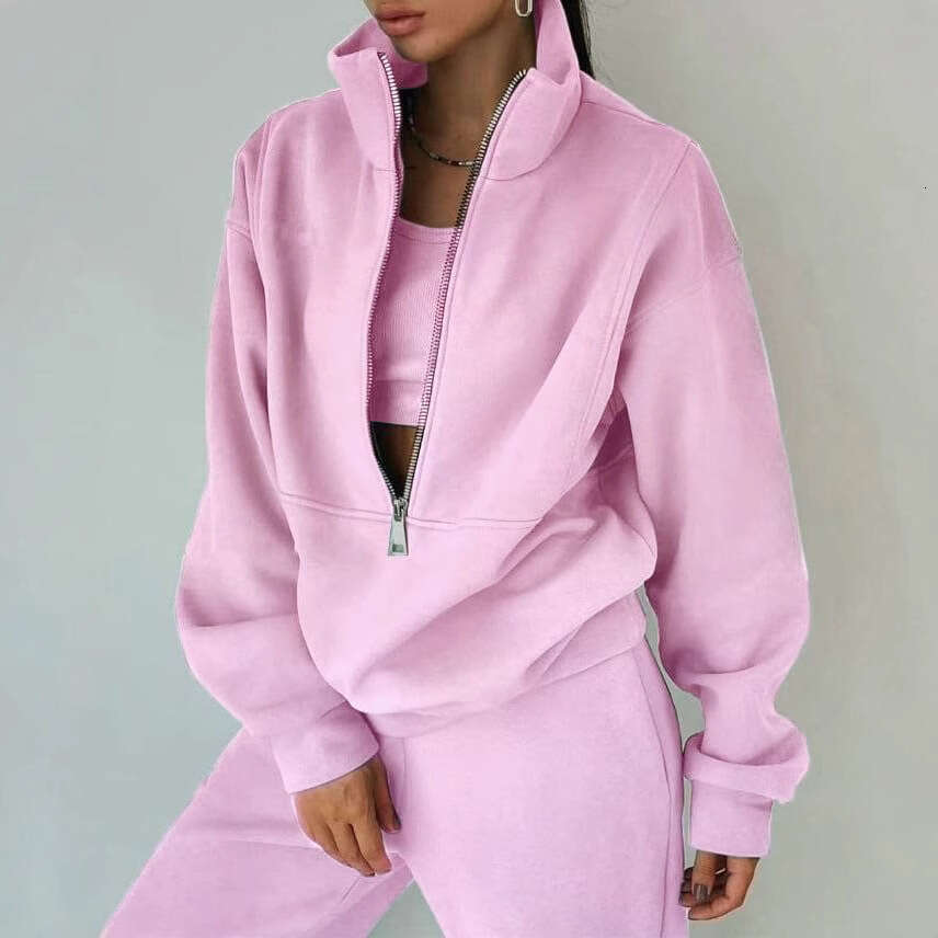 2026 New European and American Autumn Women's Fashion Fleece Sports Casual Suit T5588