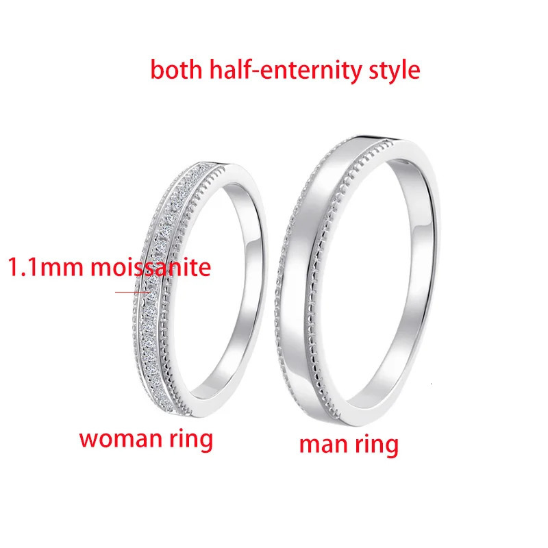 TFGLBU Full Ring for Women Couple Set Lab Diamond Rings Real 925 Sterling Silver Certified Band Wholesale Jewelry 260324