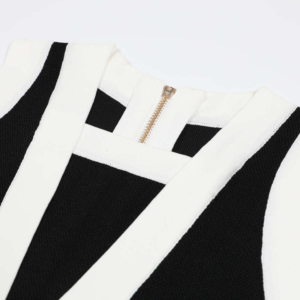 Summer new designer high-quality sleeveless button elastic short fit, slim and fashionable multifunctional A9 knitted dress