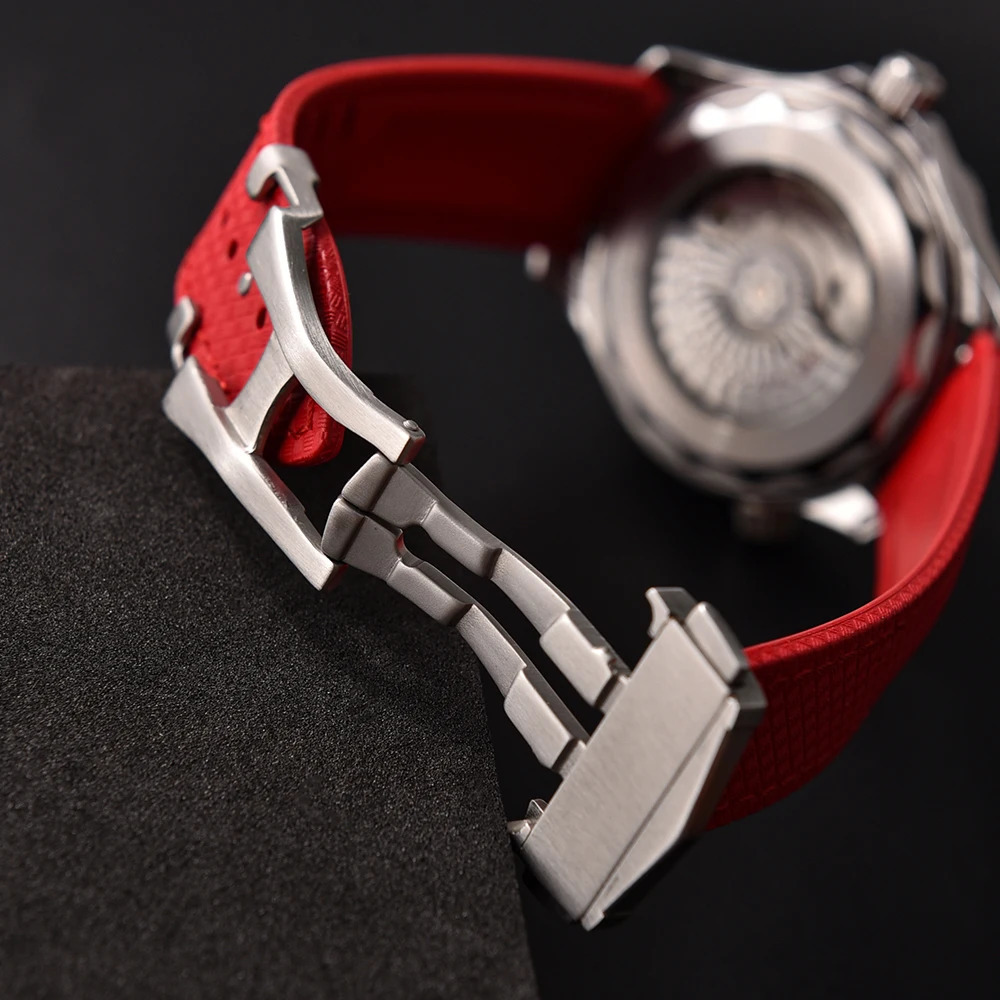 JUELONG Original Soft FKM Rubber Watch Strap 20mm 22mm Tropical Texture Perfect Fit Flat End Universal Quick Release Watch Strap 260324