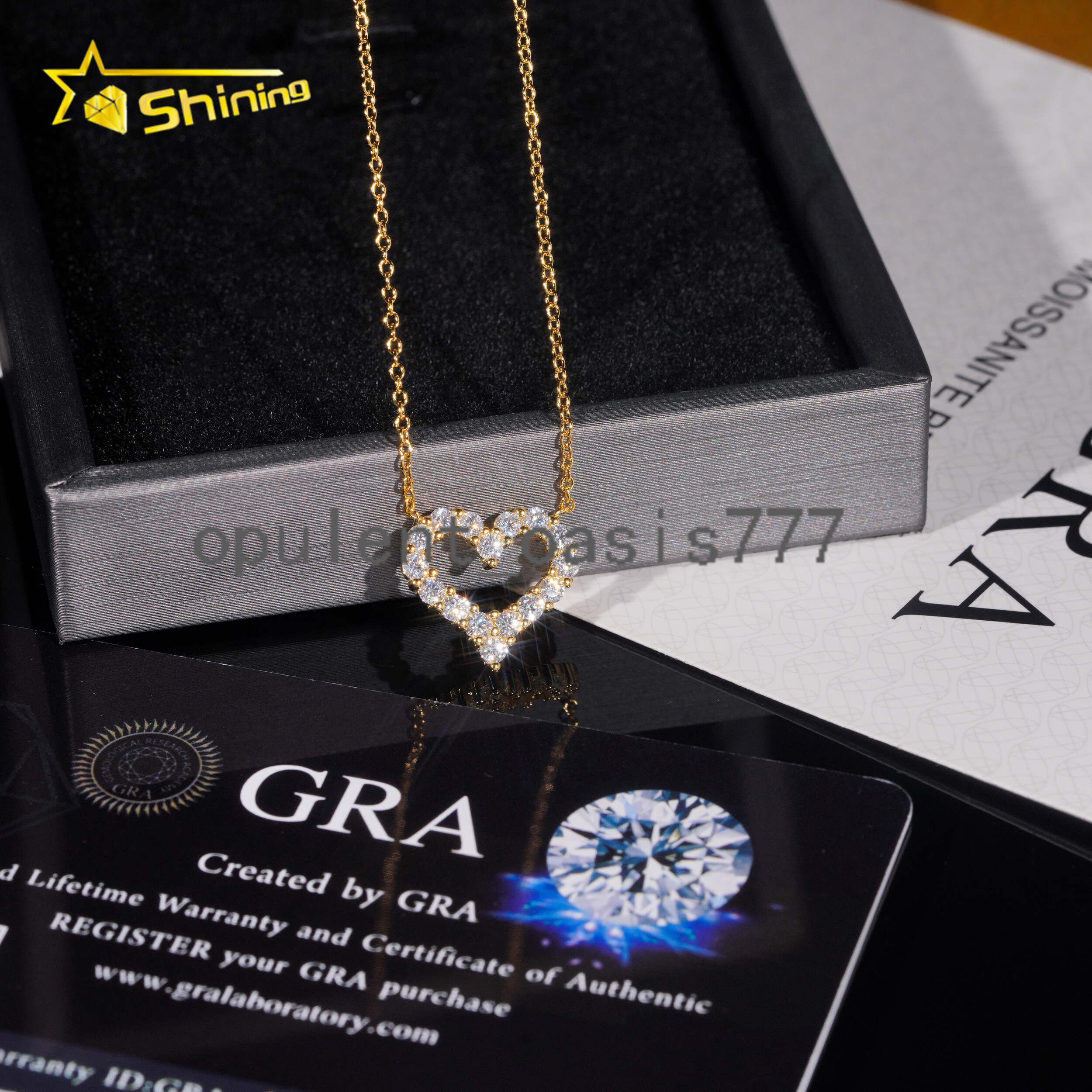 Best Selling Fashion Pendant Necklaces 925 Solid Silver Women Iced Out Moissanite Heart Pendant Necklace GRA Certificated