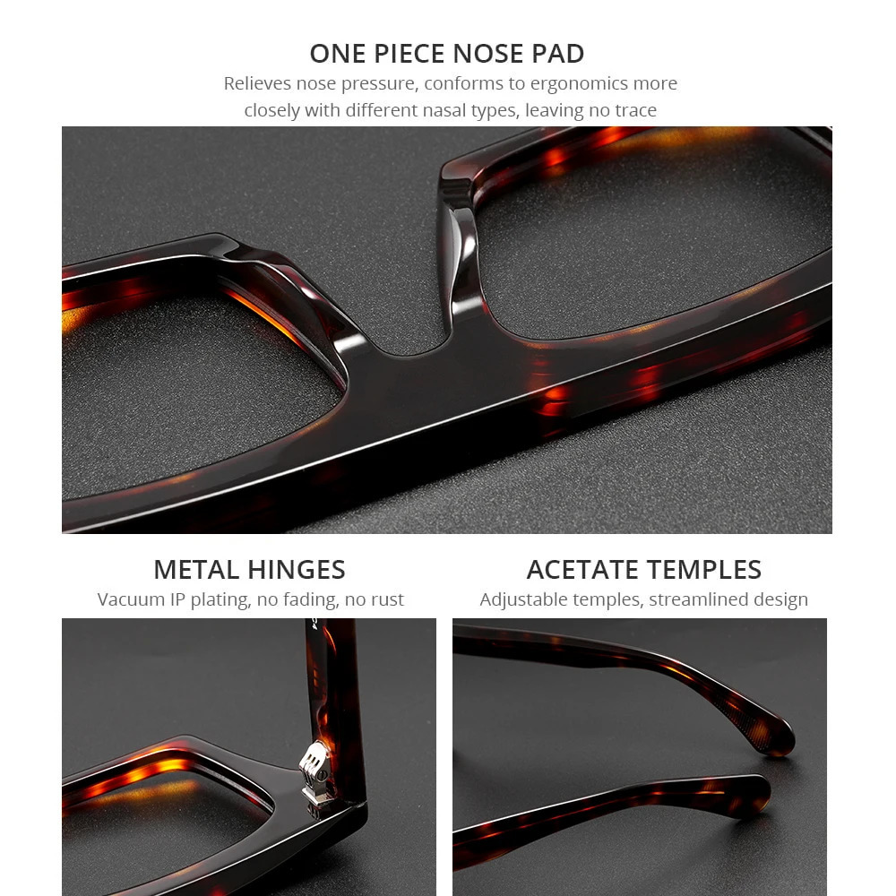 Trendy Oversized Square Polarized Sunglasses Big Thick Frame Goggle Eyeglasses UV Protection Computer Blue Light Glasses 260317