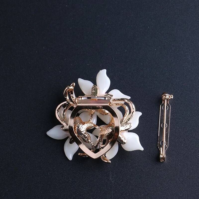 European and American high-end exquisite brooch camellia silk dual-purpose scarf buckle flower clothes accessories