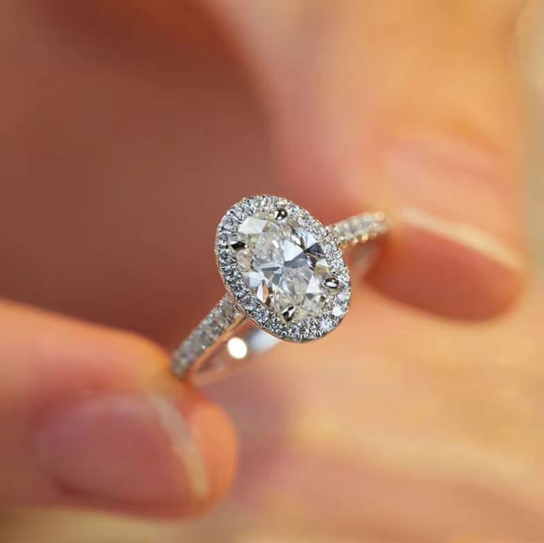 1CT Wedding Engagement S925 Sterling Silver Moissanite Diamond Rings GRA Certified Moissanite Ring