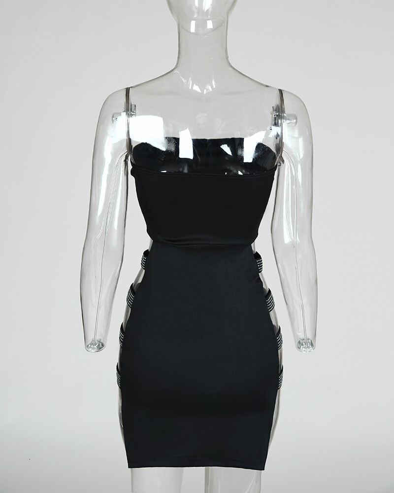 Bodycon dress with intricate cutouts strapless ultra-short dress bandage slim-fit nightclub dress
