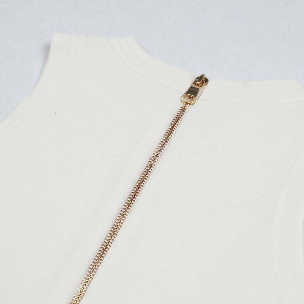 Spring and summer new designer women's r27 sleeveless button elastic knitted medium long r27 slim multifunctional dress