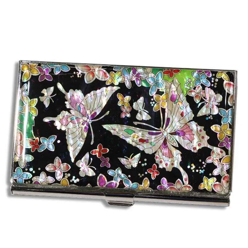 Chinese Embroidery Handmade Mother Of Pearl Lacquer Business Card Holder Crane Design Keychain Gift Clutch Bags