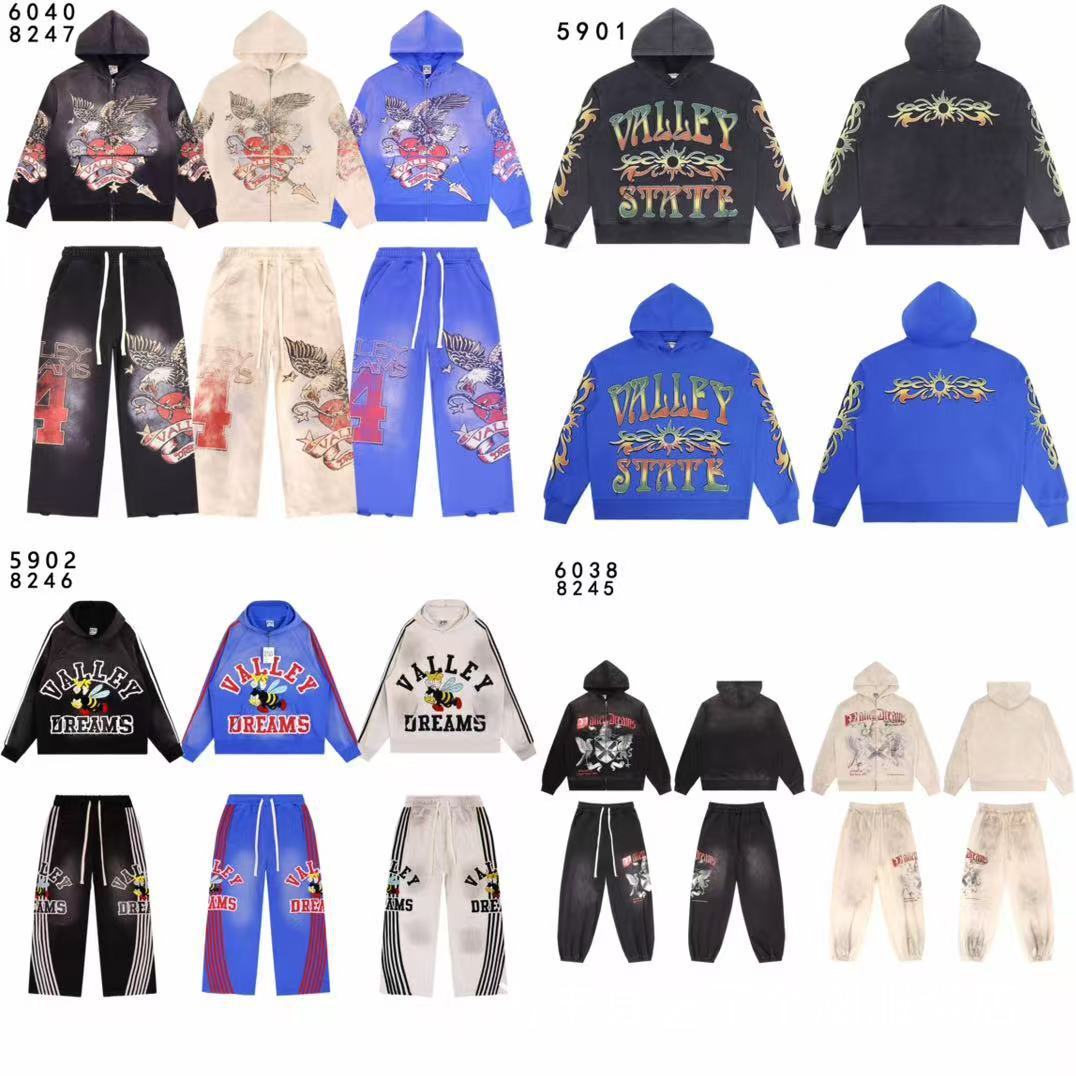 Oversized Unisex Vintage Y2K Distressed Retro Trendy Graphic Print Hoodie And Sweatpants Two Piece Set Streetwear Tracksuit Hoodies Sweatshirts