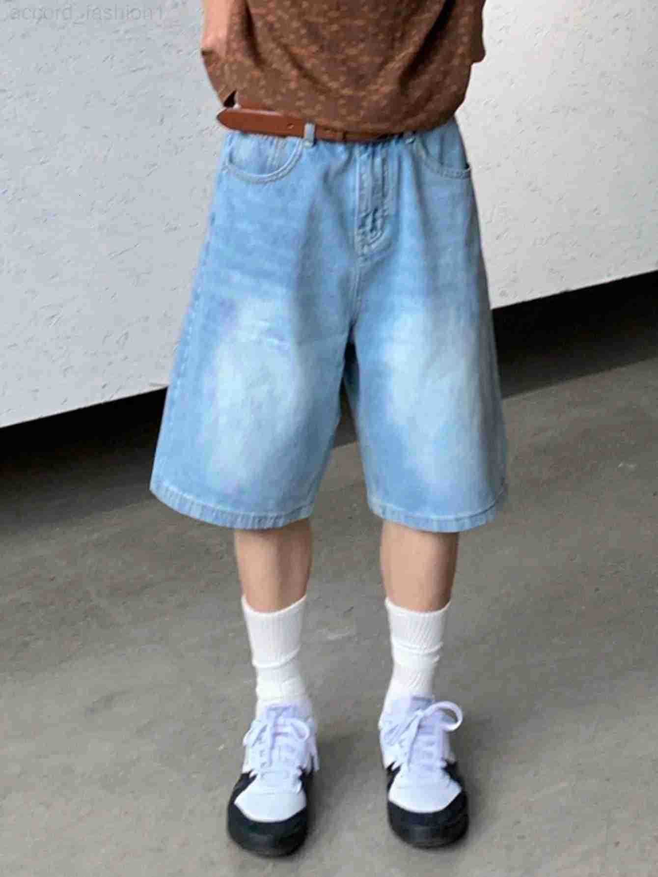 Blue Loose Denim Casual Shorts For Men Non Stretch Fabric Jorts Simple Fashion Daily Wear Comfort Summer Outfits H260330