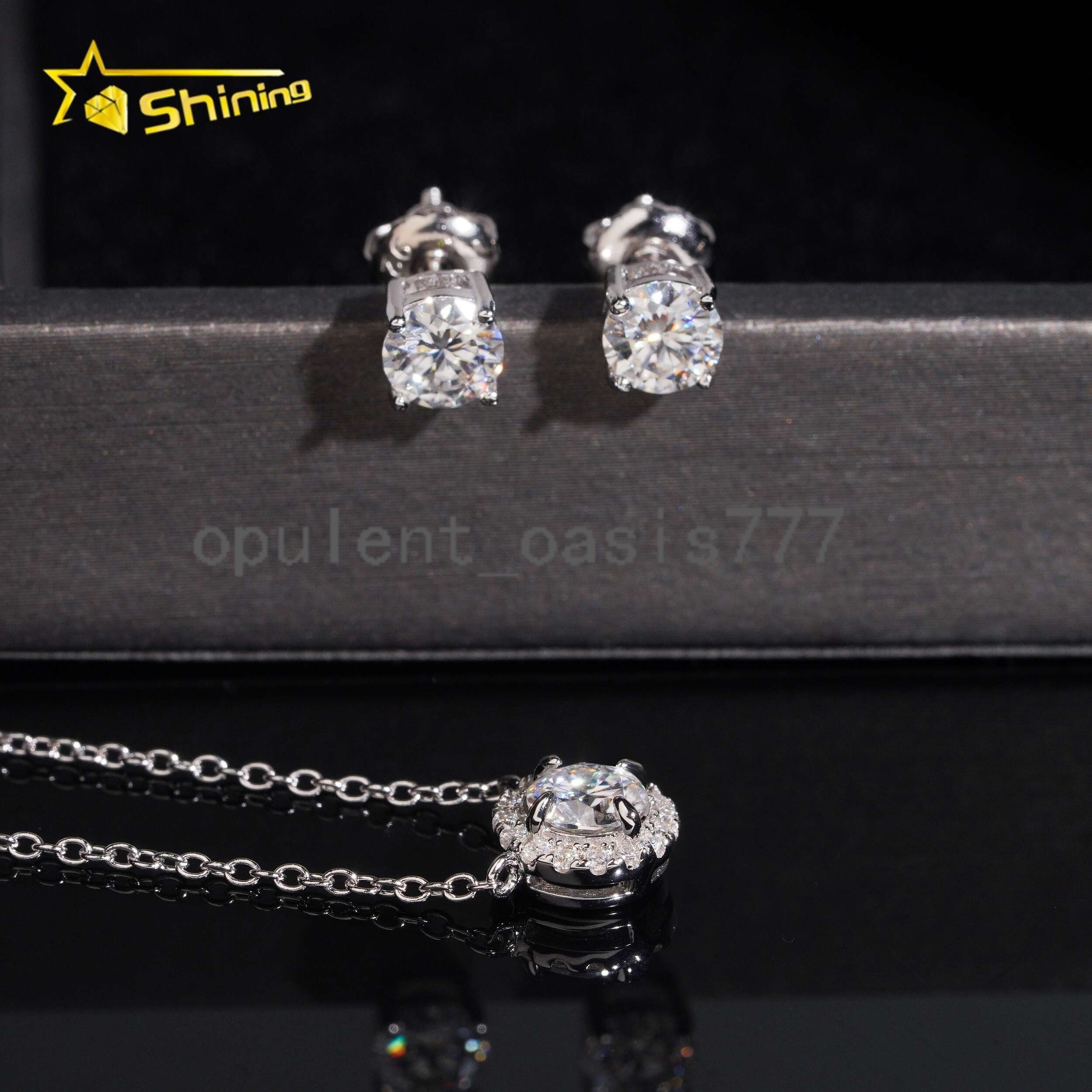 Local Stock Fast Shipping 925 Silver Valentines Gift Popular 50mm Moissanite Necklaces Earrings Set