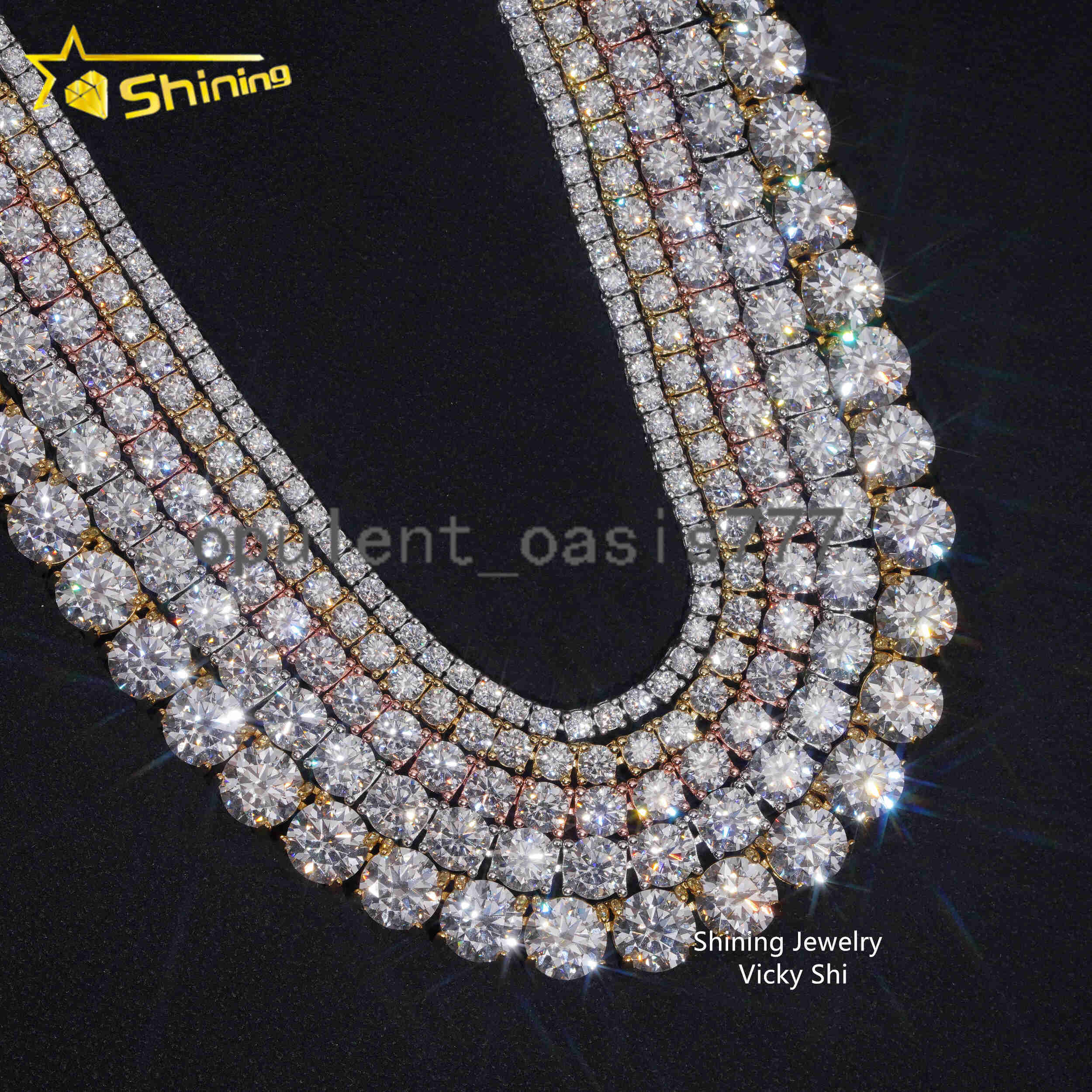 Best Selling GRA Certificated VVS Moissanite Tennis Chain 925 Silver 2mm 3mm 4mm 5mm Iced Out Moissanite Tennis Choker Necklaces