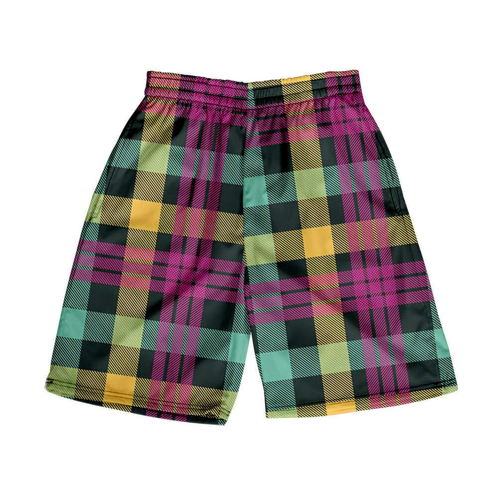 Spring Summer Men's Hawaiian Plaid European And American Style Casual Beach Shorts