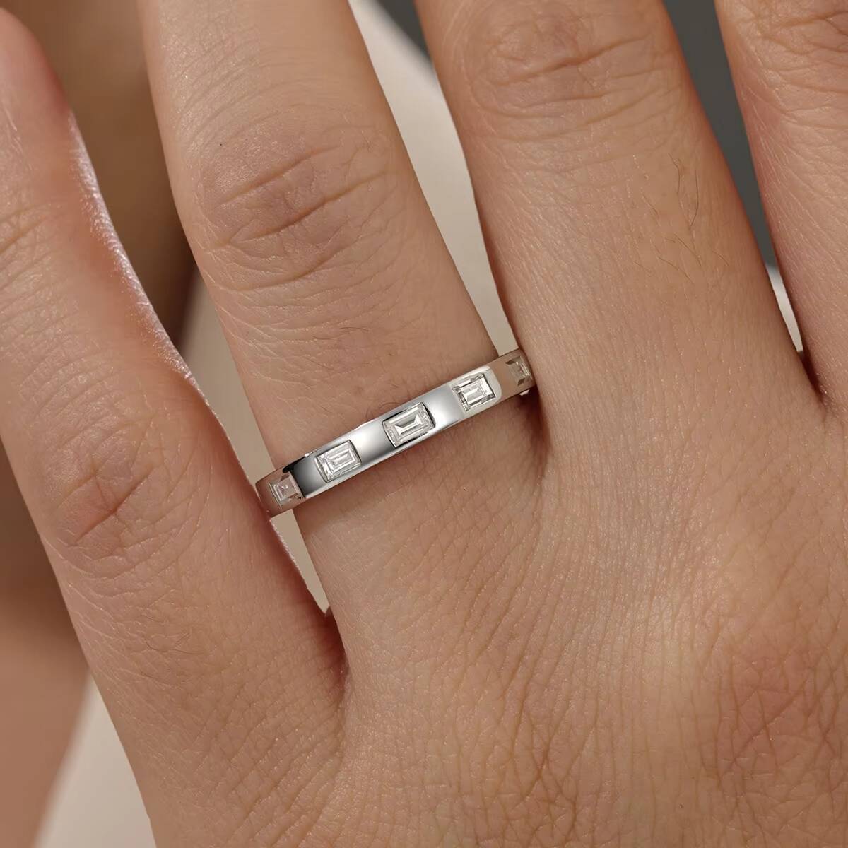 14 CTW S925 Silver Emerald Cut Moissanite Channel Set Eternity Band Ring Premium Quality Gemstone for Bridal