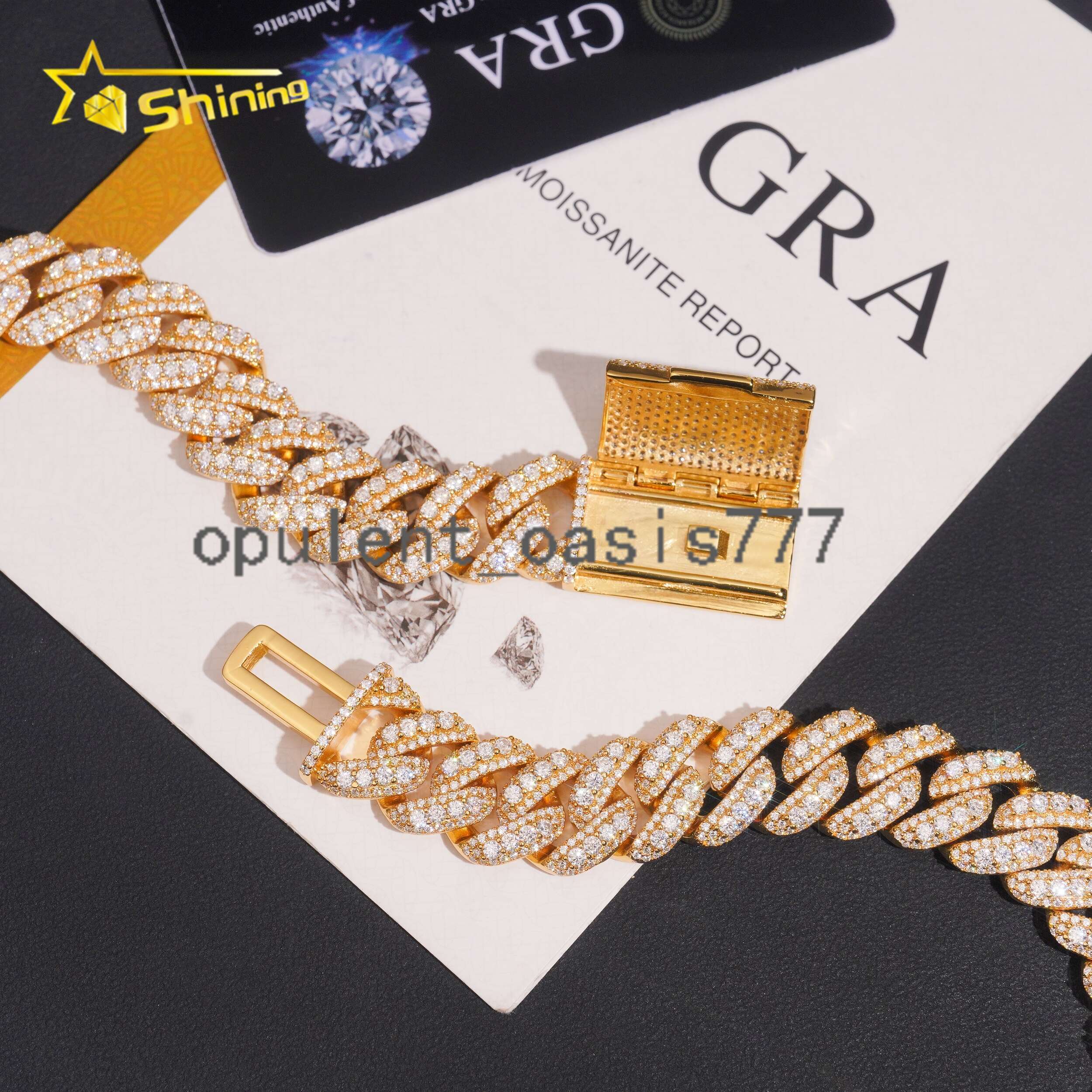 Luxury Iced Out Gold Plated 15mm VVS Moissanite Cuban Link Chain Necklace Hip Hop Jewelry Custom 925 Silver Chain for Men
