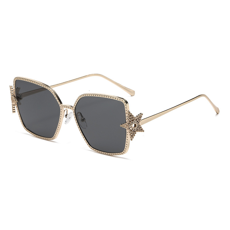 Luxury Brand Designer Sunglasses 2026 Women's European And American INS Metal Frame Sunglasses Women's Five-Pointed Star Trendy Unisex Europ