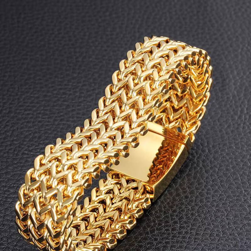 Mens Fashion Charm Bracelet High Quality Square Fish Scale Design Popular Stainless Steel Chain Wholesale Available
