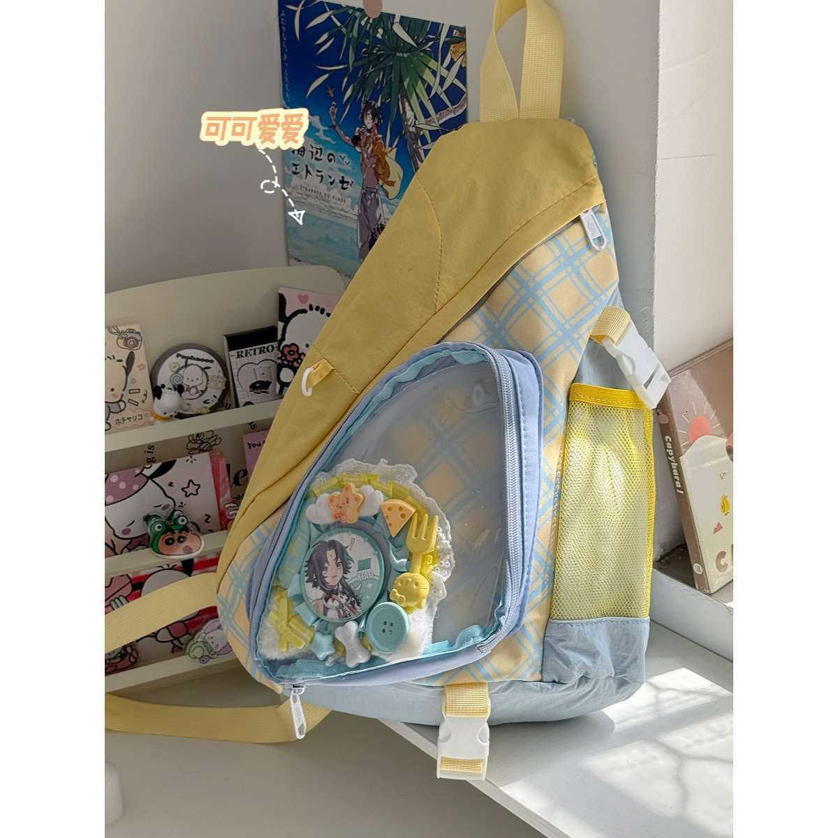 casual ins-style sports and anime convention backpack, large-capacity for cycling, cute girl's ita-bag crossbody bag