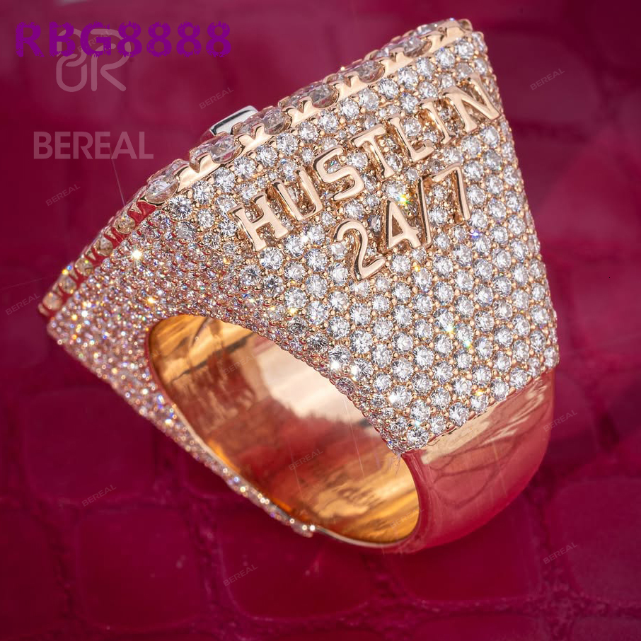 Custom Vvs Moissanite Iced Out Ring Pass Diamond Tester 925 Sterling Silver Hip Hop Style Letter Name Ring Fine Men Jewelry