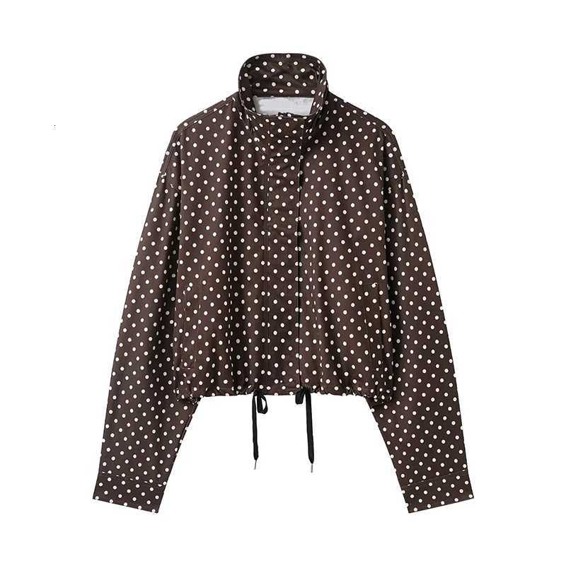 Womens Jackets Coats Autumn Fashion Polka Dot Turtleneck Long Sleeve Loose Coats Streetwear Female Outerwear Chic TopsT260328