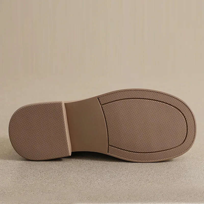 Designer shoes back round Toe Flats Soft Sole Women's Leather Loafers Oversized British Casual Shoes Lowdaily routine Heel Summer Style Eur35-43