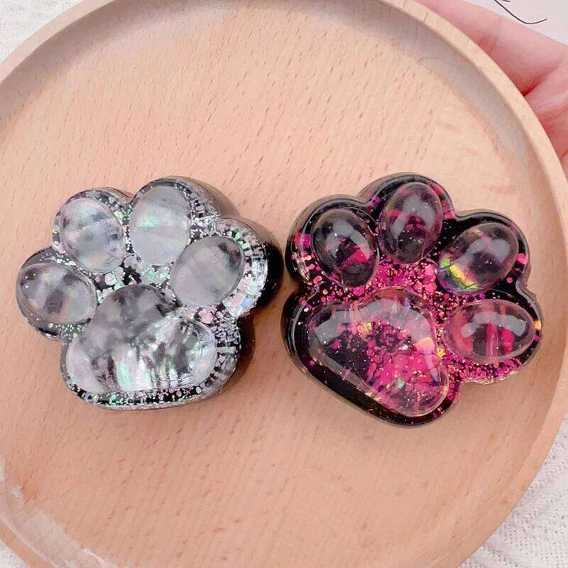 Cute Sequin Claw Squishy Fidget Slow Rebound Stress Relief Pinch Decompression Dark Starry Cat Paw Soft Squeeze Toy