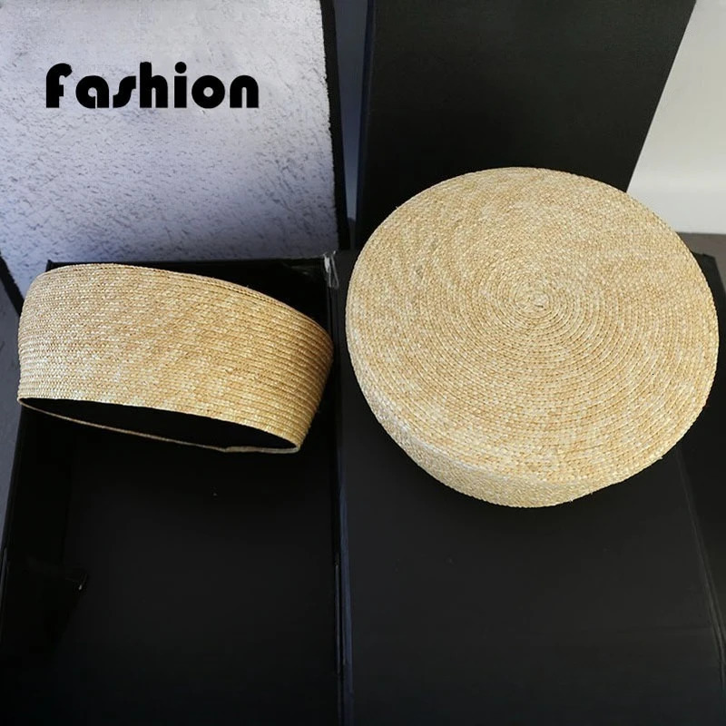 French Beret Hat Women Straw Cap Summer Circle Woven Sun Hat Church Derby Party Hostesses Pillbox Hat Millinery Fascinator Base 260324