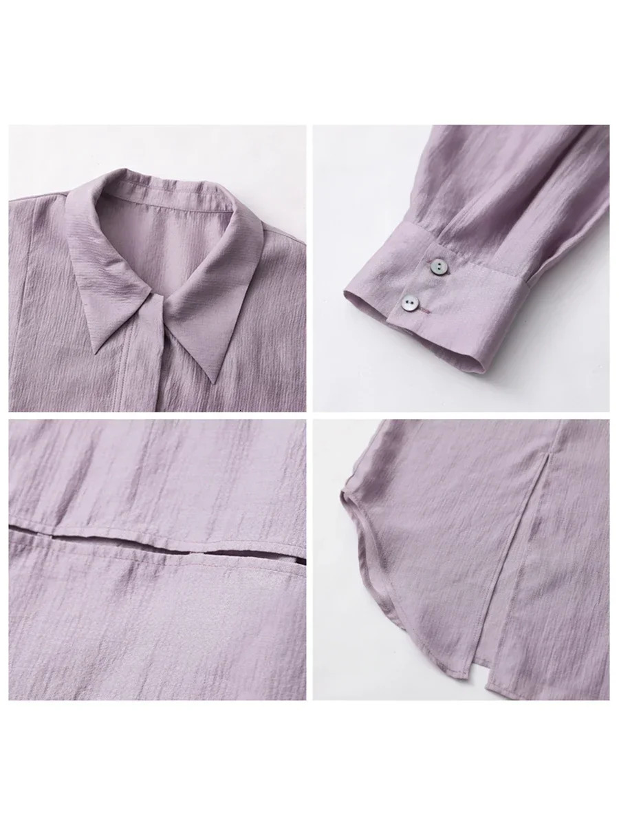CHIC VEN Women Thin Shirt Long Sleeve Casual Loose Slightly Transparent Cool Blouses Woman Solid Design Female Top Summer 2024 260325