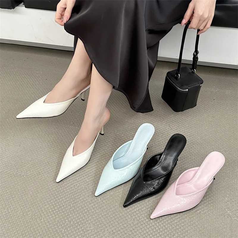 Eilyken Sexy Elegant Shallow Pointed Toe Mule Women Slippers Pumps Fashion Thin High Heels Stripper Dress Ladies Shoes Z260330