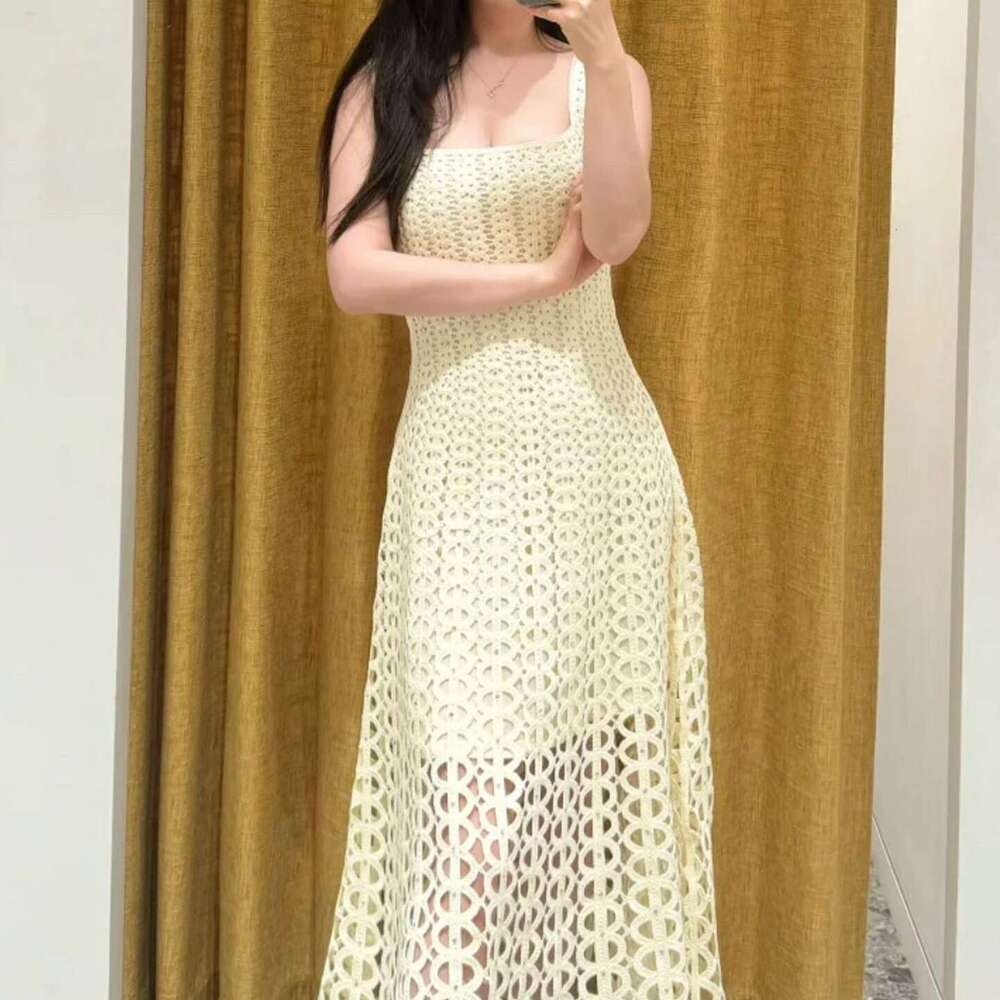 2026 Spring and Summer New Designer Women's Fashionable and Elegant c1 U-neck Long Knitted Dress