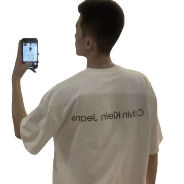 260g trendy embossed T-shirt with embroidered letters on the back, short-sleeved, men's and couple's style, slim fit, fashionable urban desi