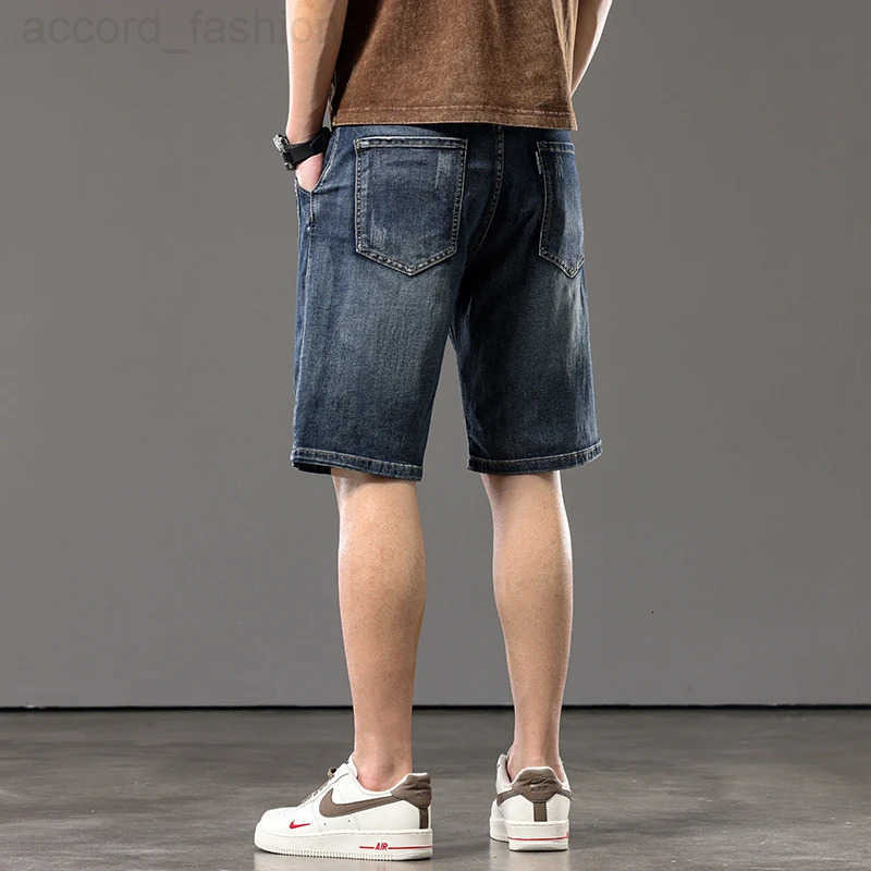 Summer Thin Patchwork Denim Shorts for Men 2026 New Model Mens Loose Straight Jeans Large Size 28-44 H260330