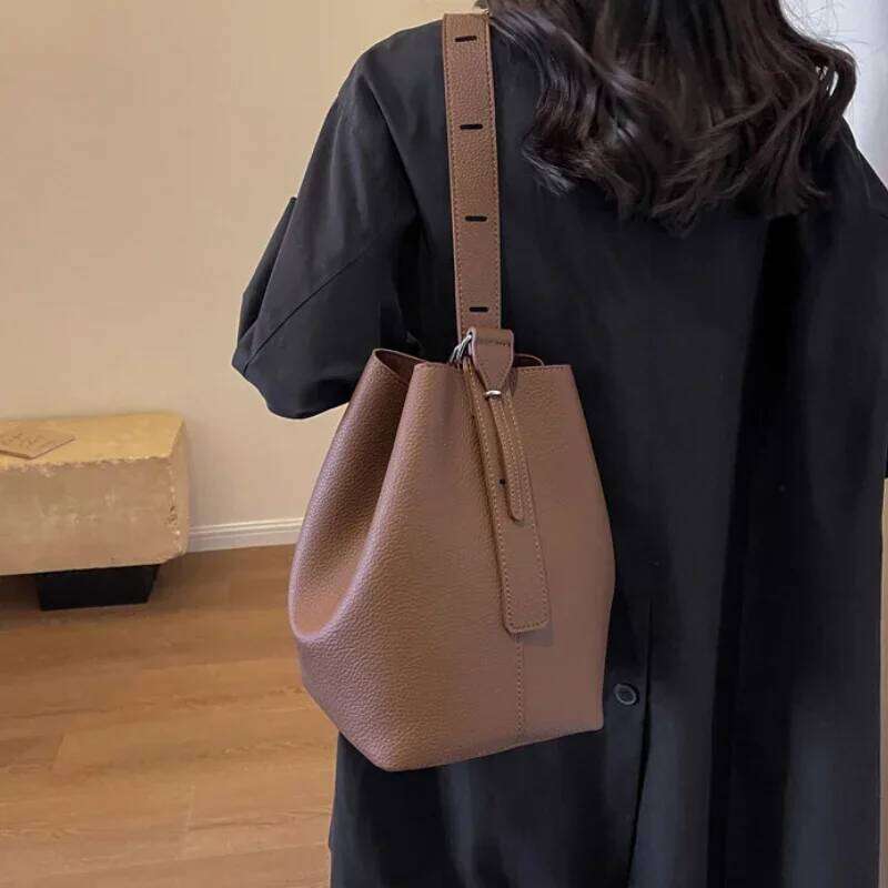 Pcs Set Retro Small Solid Color Leather Shoulder Bags For Women Designer Korean Fashion Female Handbags Underarm Bag Purse