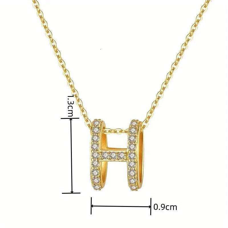 Necklaces Copper Inlaid With Zircon Exquisite And Fashionable H Shaped Letter Pendant Necklace For Women S Banquet Wedding Jewelry Visionice