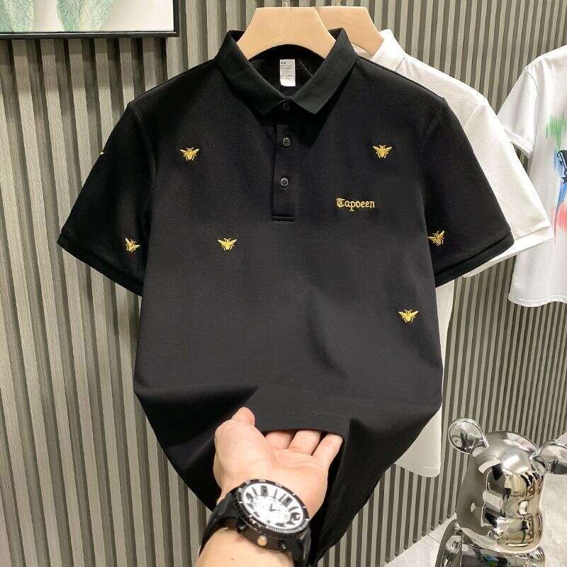 Men's Polo Shirt, Fashionable Summer Business Style, New Embroidered Korean Version, Casual Turn-Down Collar Short-Sleeve Top T-Shirt
