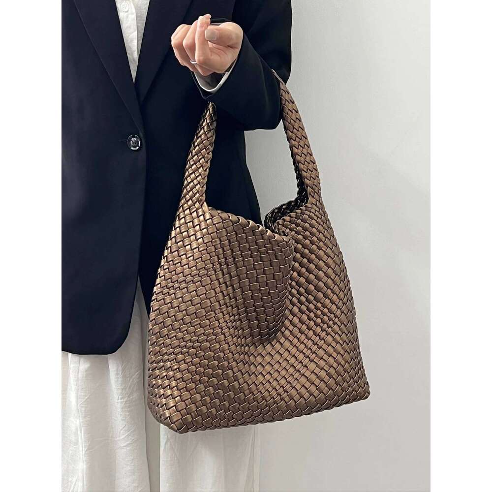 Bags Luxury Designer Shoulder Bag High Capacity PU Leather Hand Woven Women's Handbag