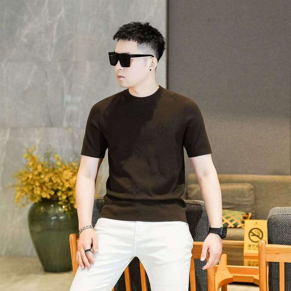 2026 New Trendy Brand T-Shirt Round Neck Fashionable Print Slim Fit Versatile Casual Korean Style Short Sleeve Mens T-Shirt
