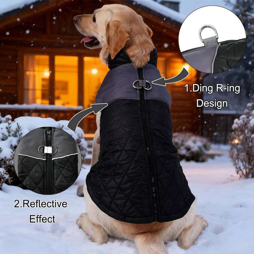Reflective Clothes Winter Warm Pet Jacket For Small Large Dog Puppy Windproof Clothing with D-ring Labrador Pug Outfits