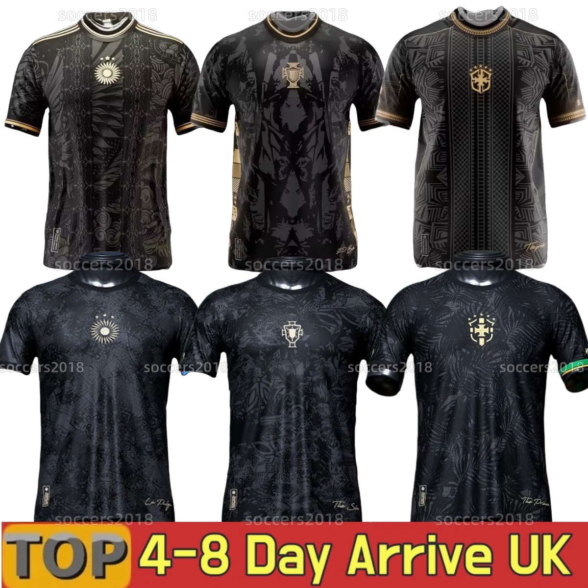 2025 2026 Portugal Ronaldo Argentina messi BRASIL neymar jr soccer Jersey black goat the siu La Pulga jersey fans version special shirt uniforms black shirt men kit