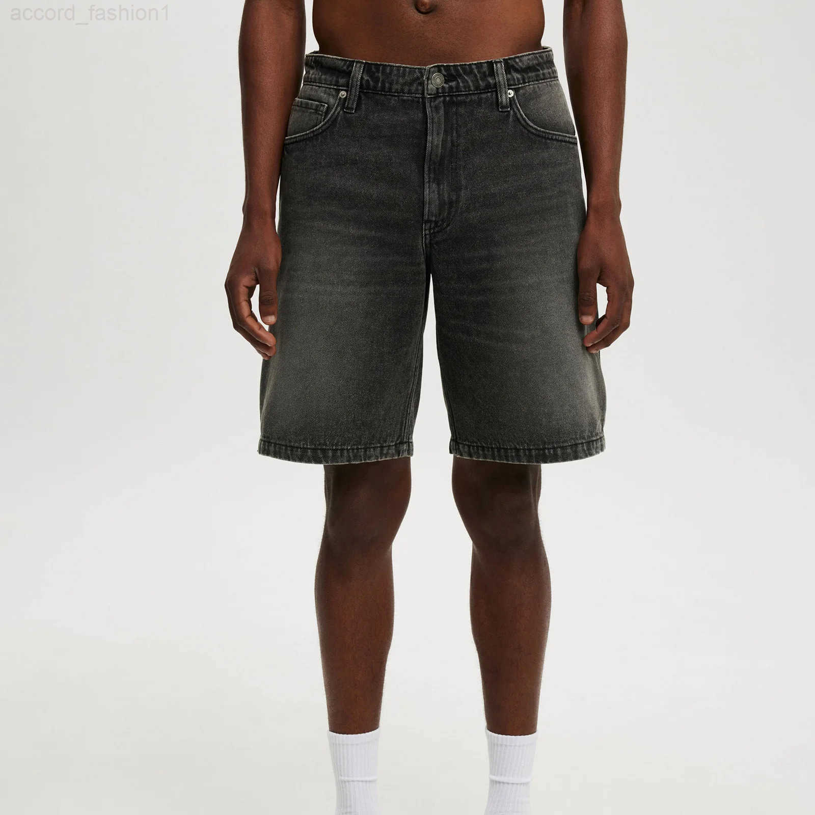 Casual Mens Knee Length Denim Shorts Fashion High Waist Loose Fit Baggy Jean Shorts for Summer Daily Streetwear H260330