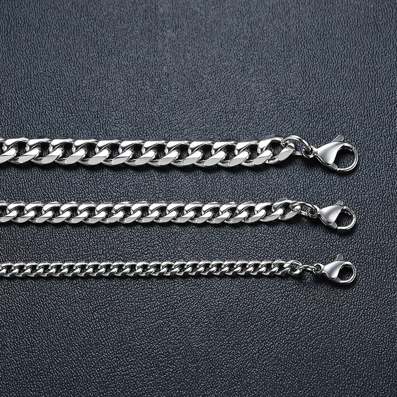 Vintage Chain Necklace for Men Boys357mm Retro Grey Stainless Steel CollarsRock Punk Antique Jewelry Gifts 260327