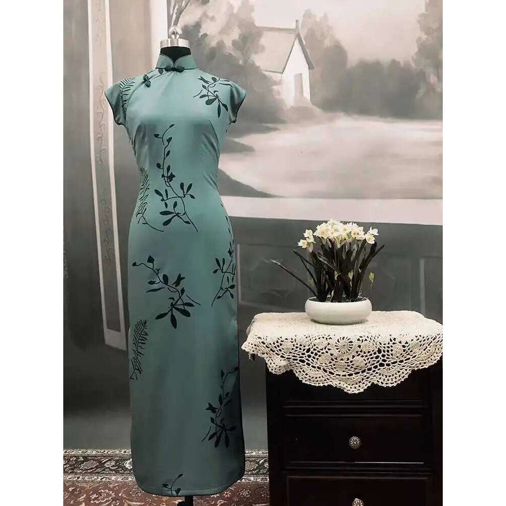 Tang Wei Movie Lust, Caution Long Cheongsam Hong Kong Style Luxury Women Qipao Cheongsam Long Dress MAKOUFEI